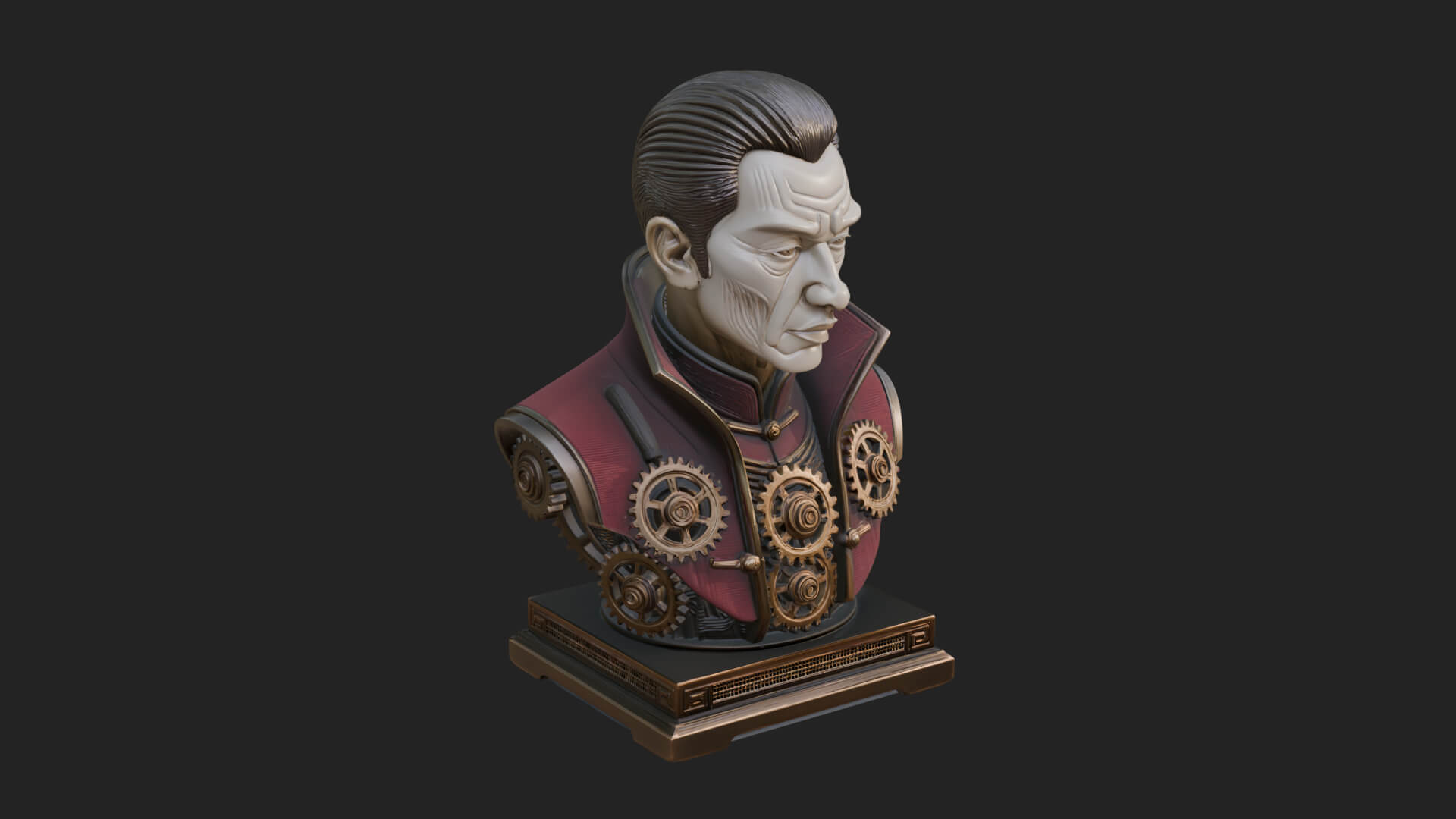 Steampunk Cyborg Man Bust Design 24 3D Print Model 3D Model