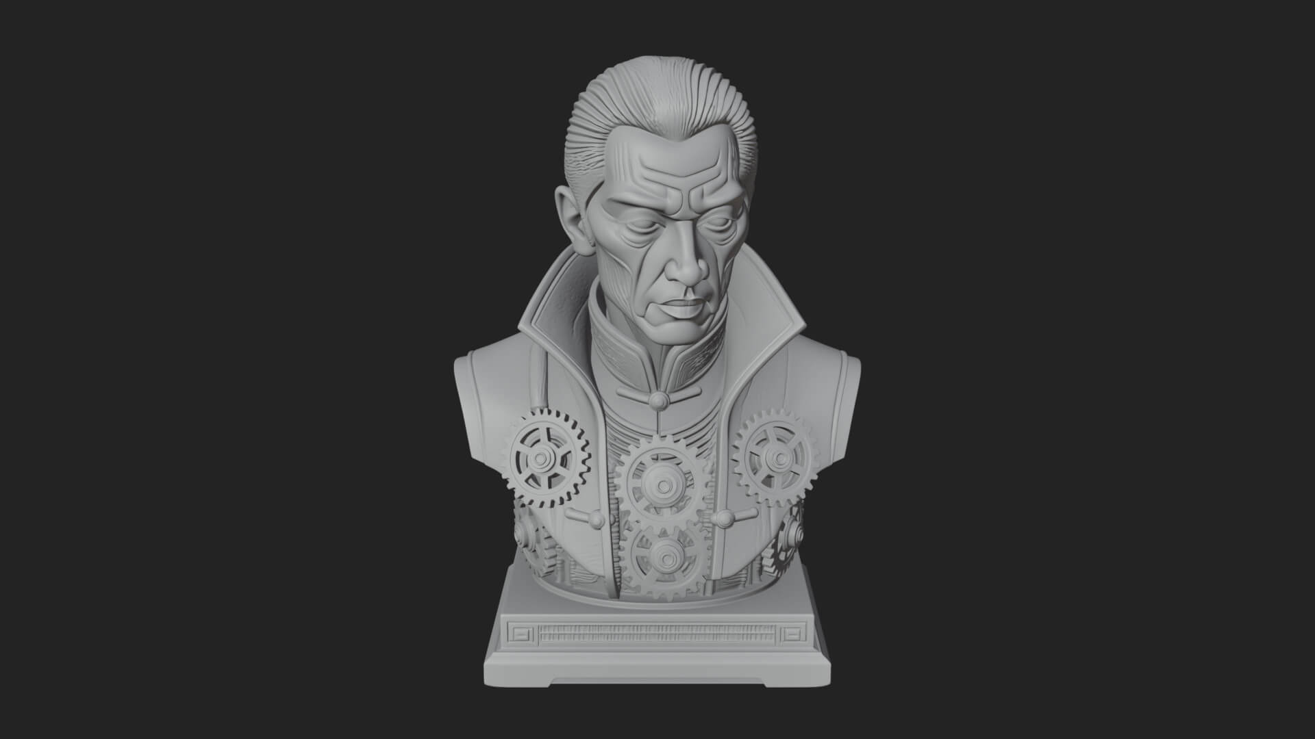 Steampunk Cyborg Man Bust Design 24 3D Print Model 3D Model