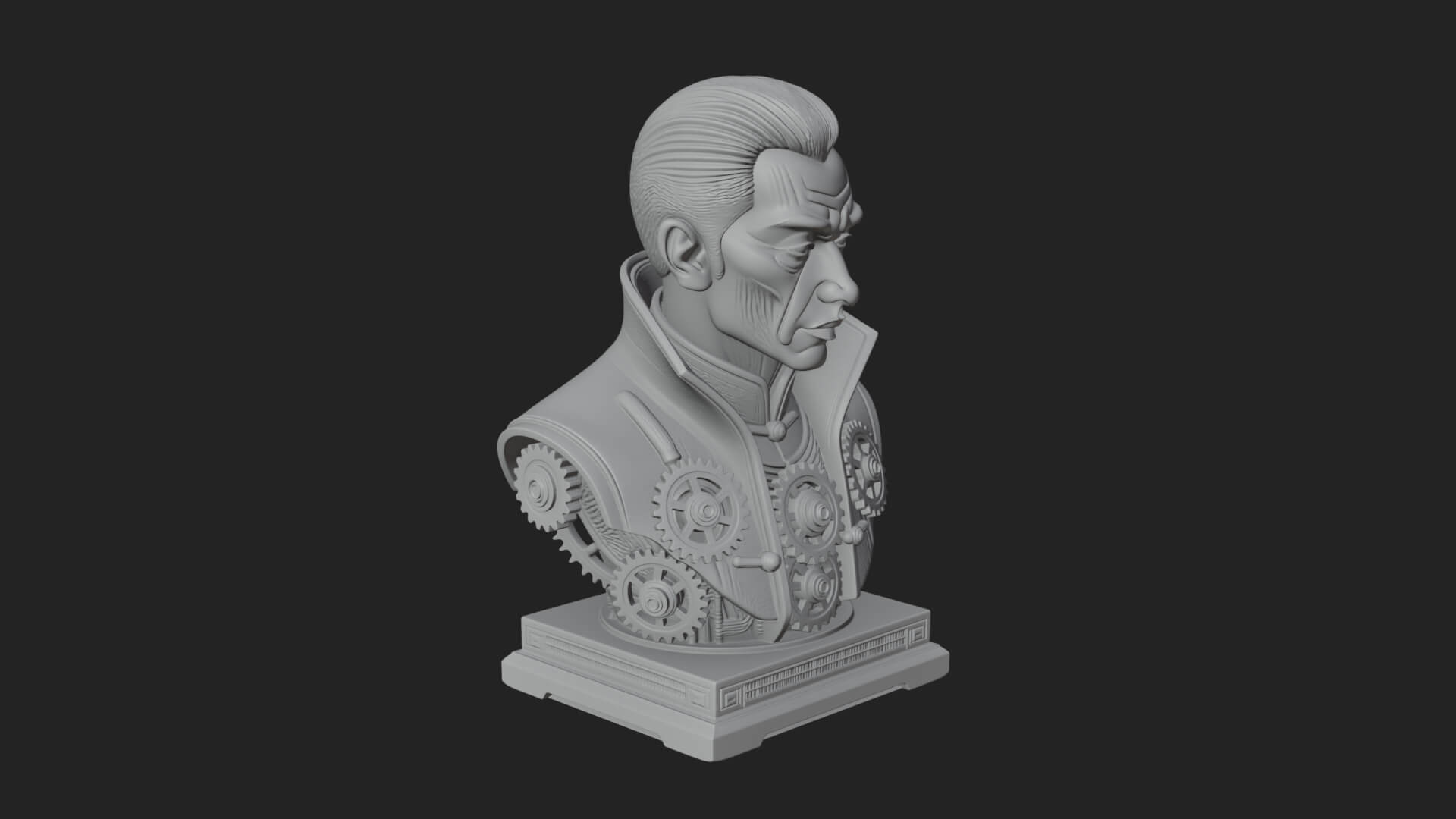 Steampunk Cyborg Man Bust Design 24 3D Print Model 3D Model