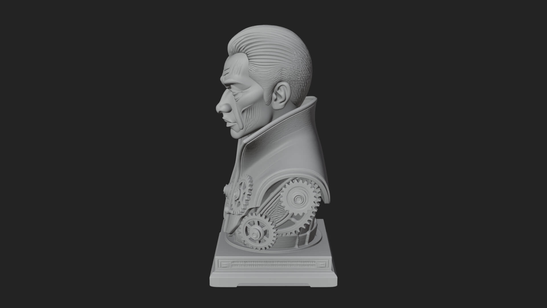 Steampunk Cyborg Man Bust Design 24 3D Print Model 3D Model