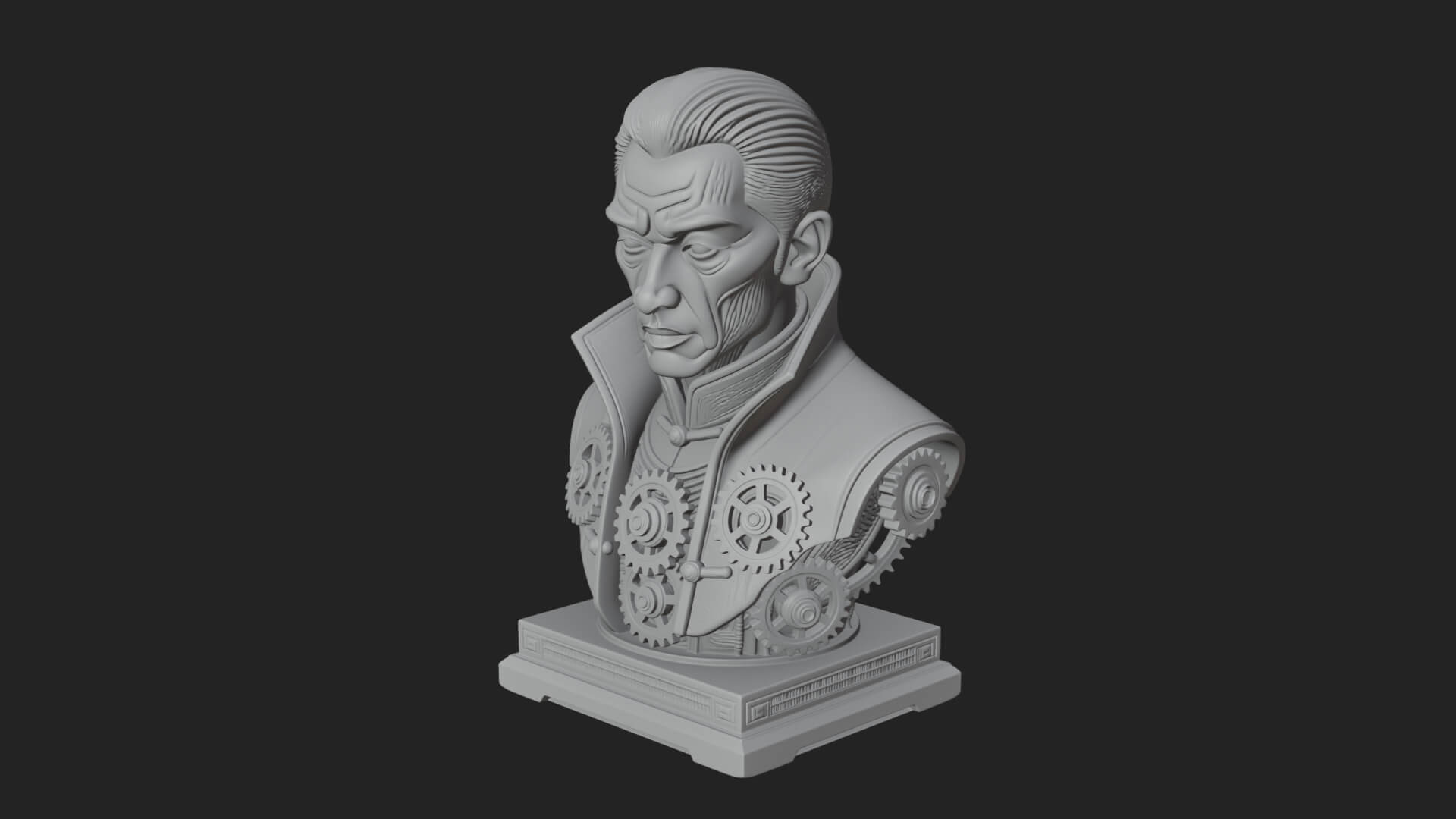 Steampunk Cyborg Man Bust Design 24 3D Print Model 3D Model