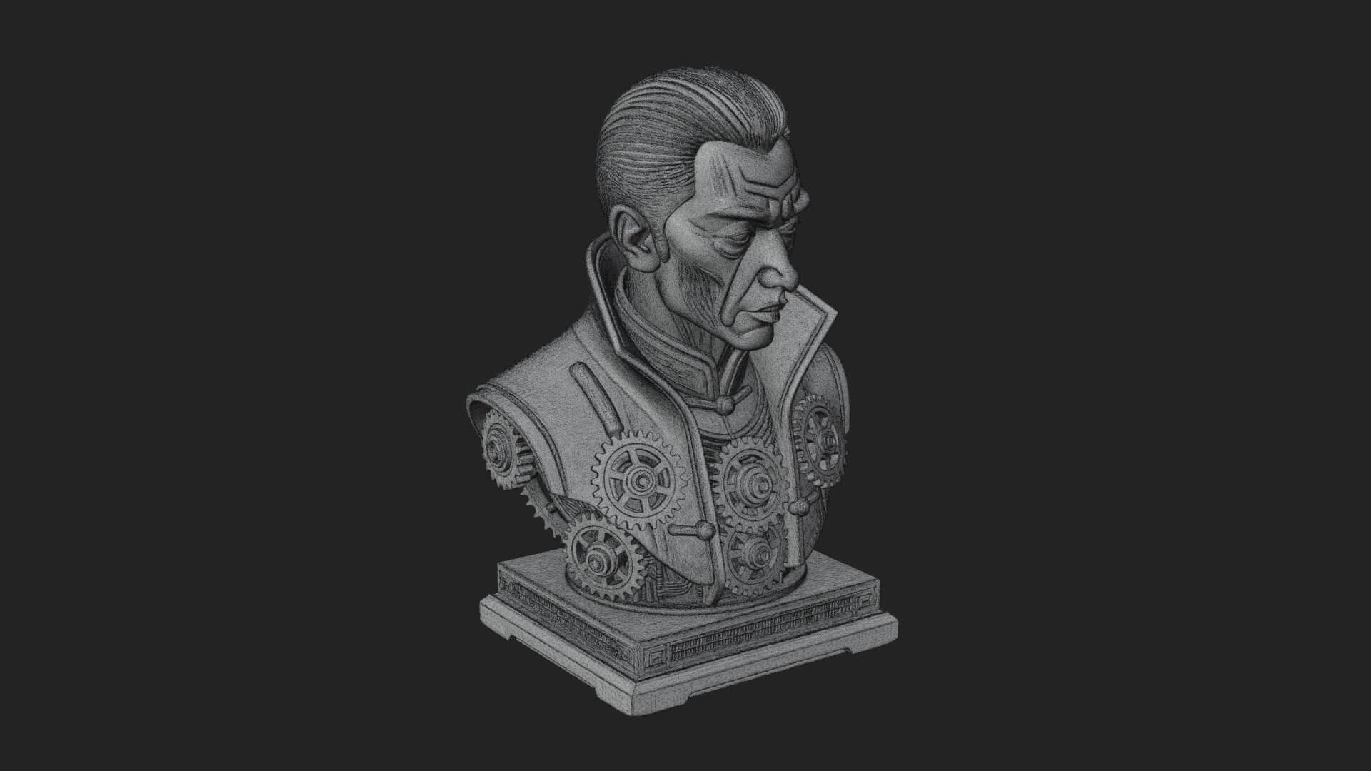 Steampunk Cyborg Man Bust Design 24 3D Print Model 3D Model