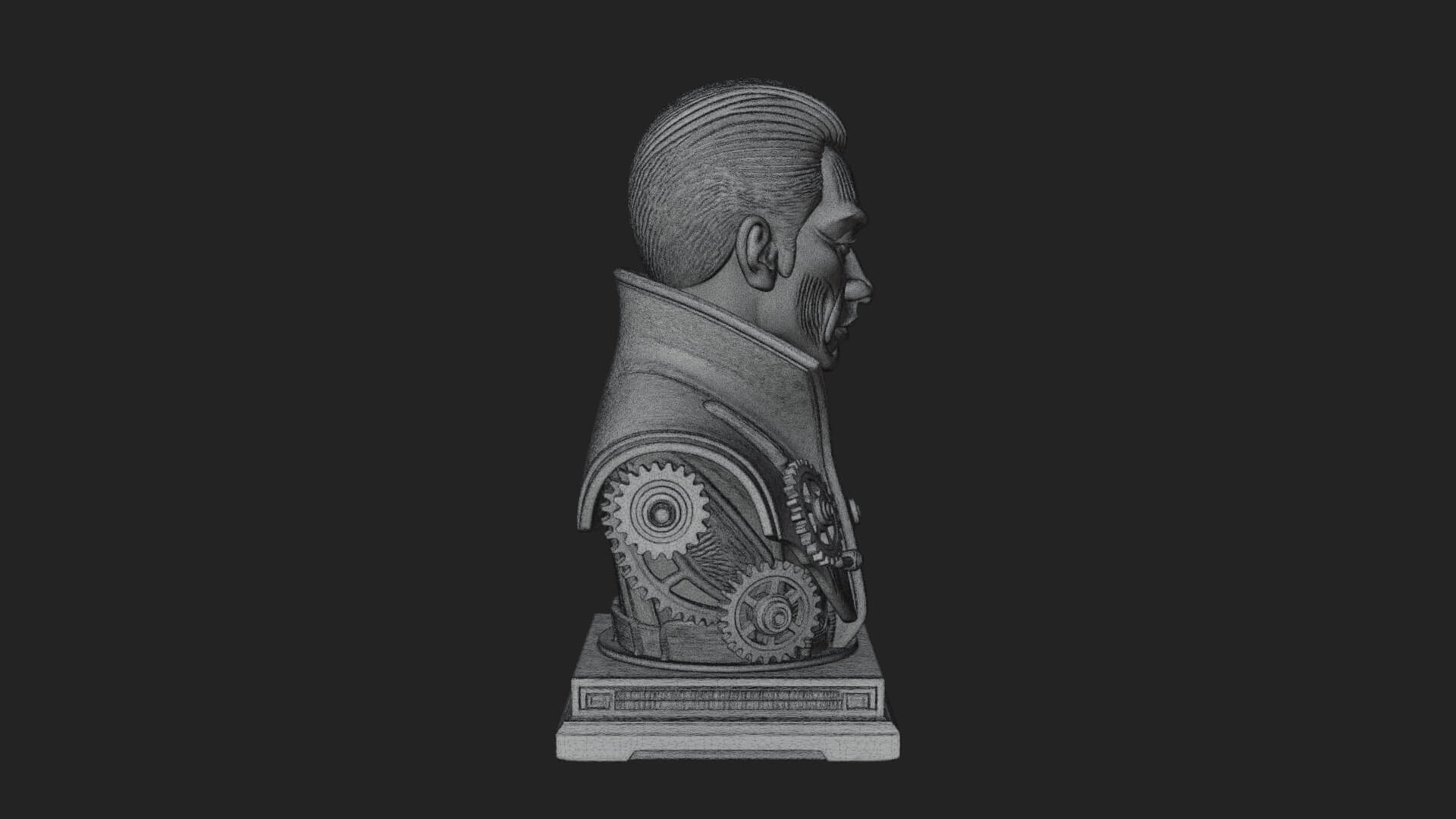 Steampunk Cyborg Man Bust Design 24 3D Print Model 3D Model