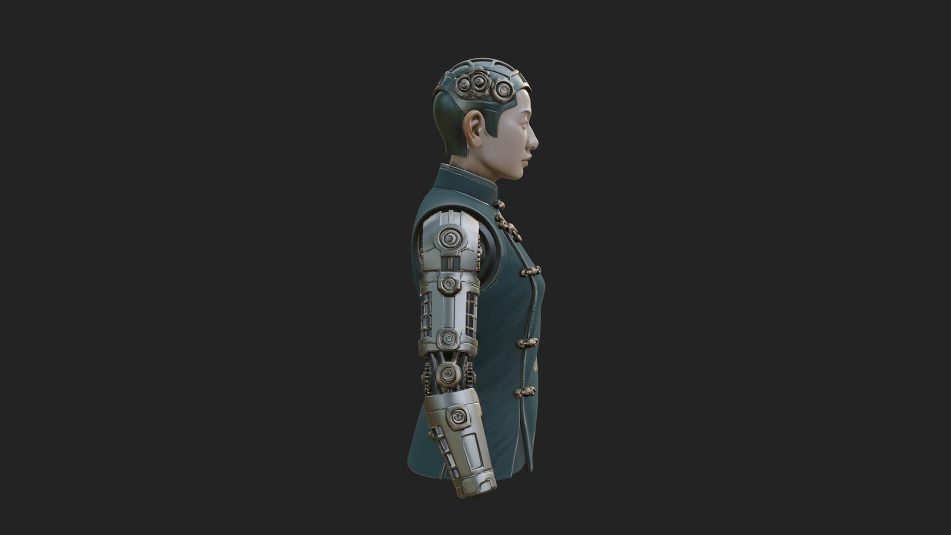 Steampunk Cyborg Man Bust Design 3 3D Print Model 3D Model