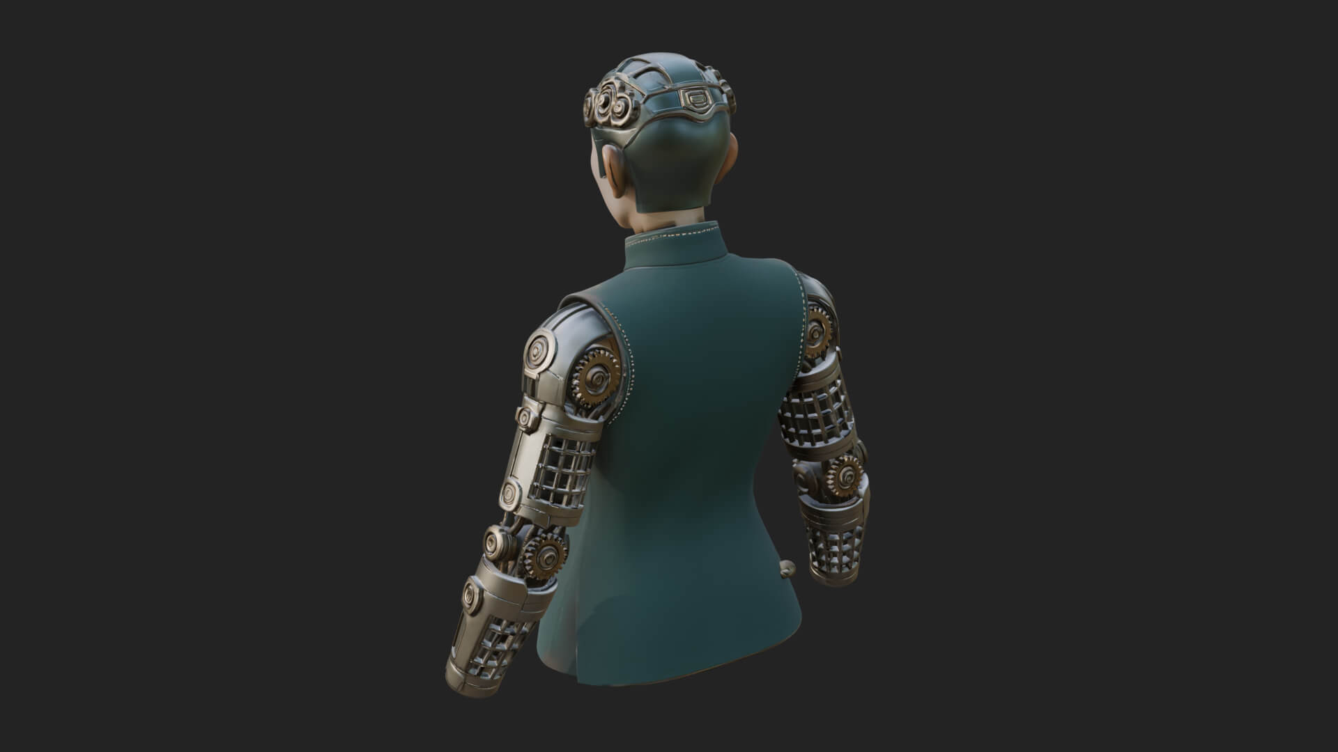 Steampunk Cyborg Man Bust Design 3 3D Print Model 3D Model