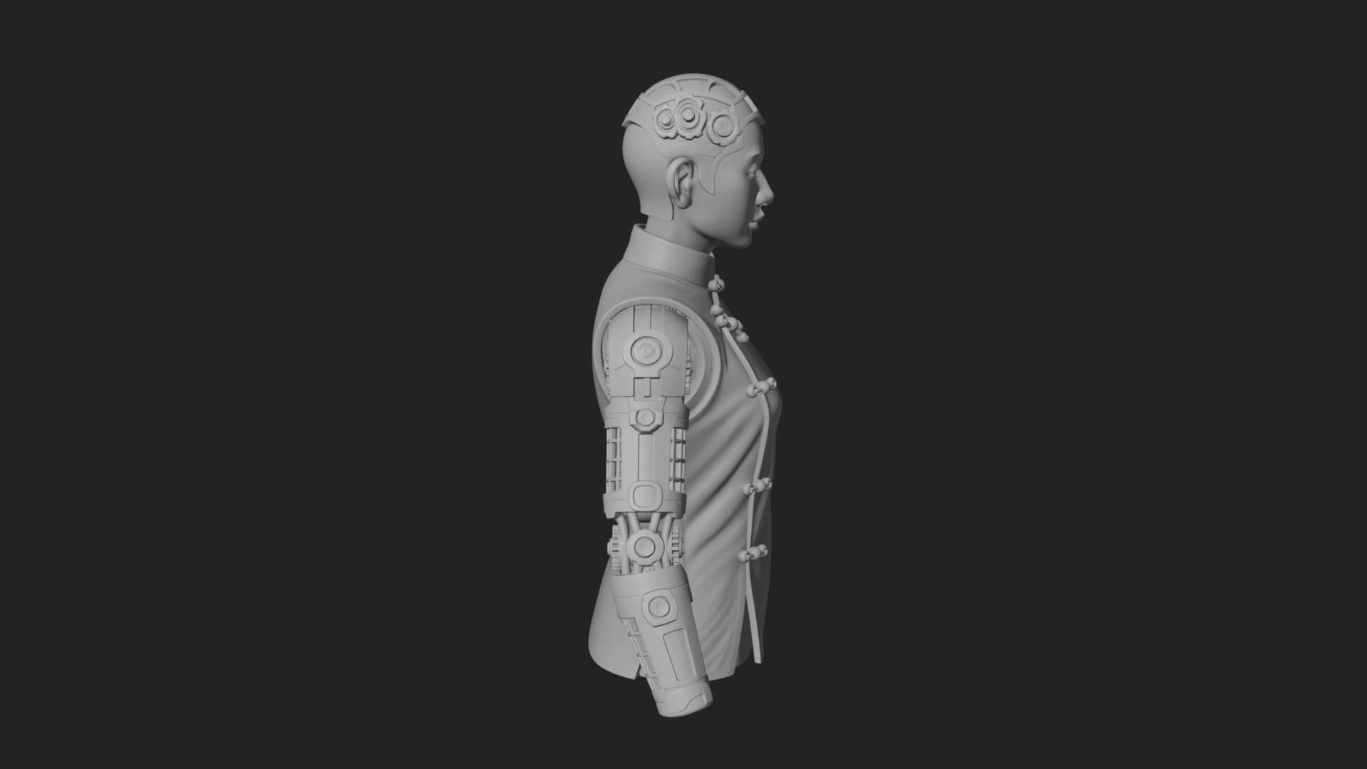 Steampunk Cyborg Man Bust Design 3 3D Print Model 3D Model