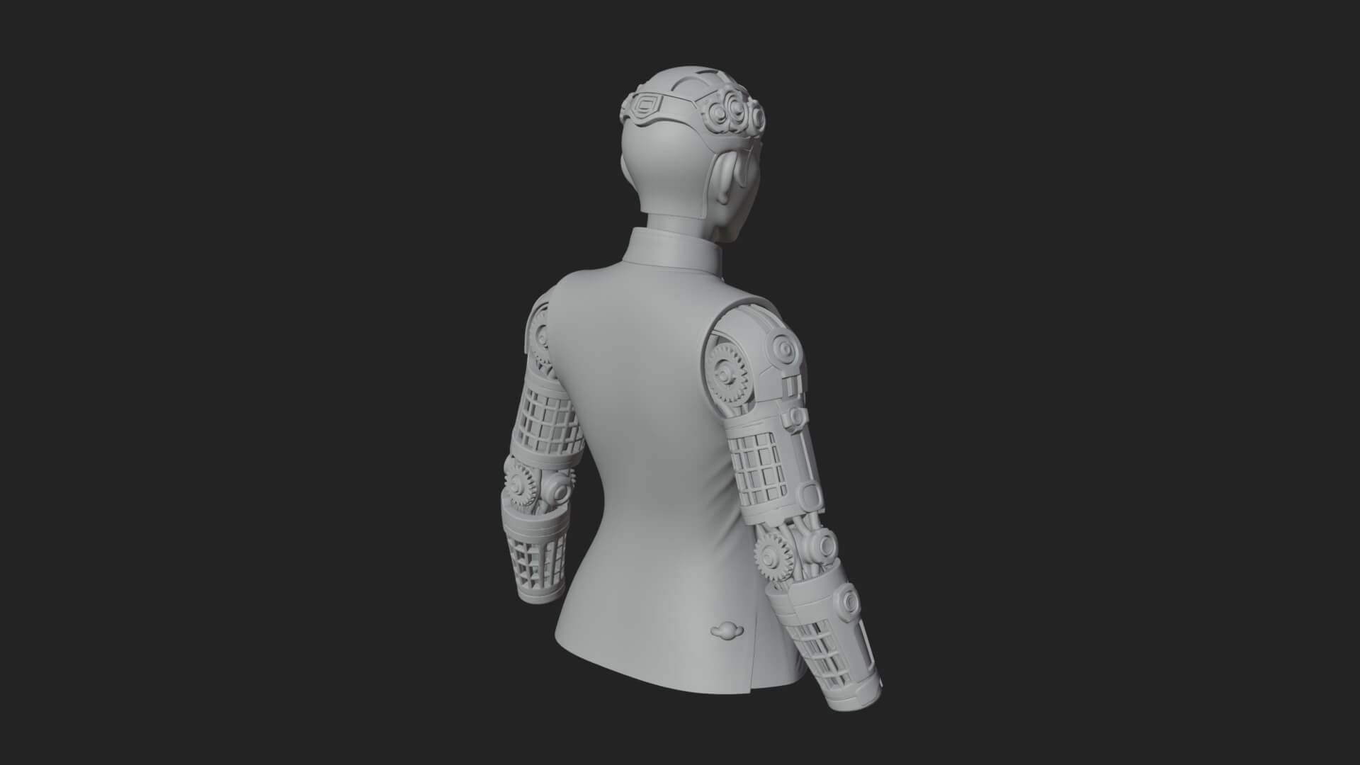 Steampunk Cyborg Man Bust Design 3 3D Print Model 3D Model
