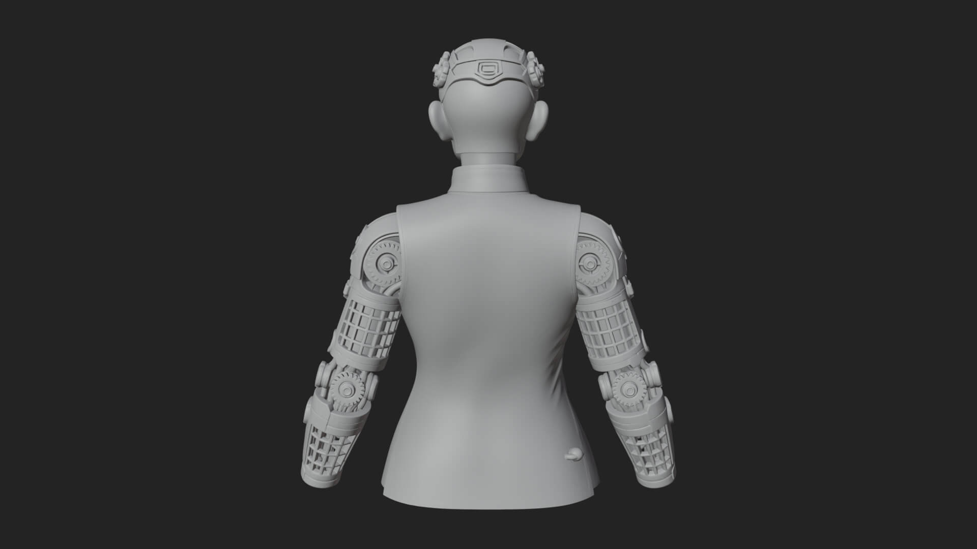 Steampunk Cyborg Man Bust Design 3 3D Print Model 3D Model
