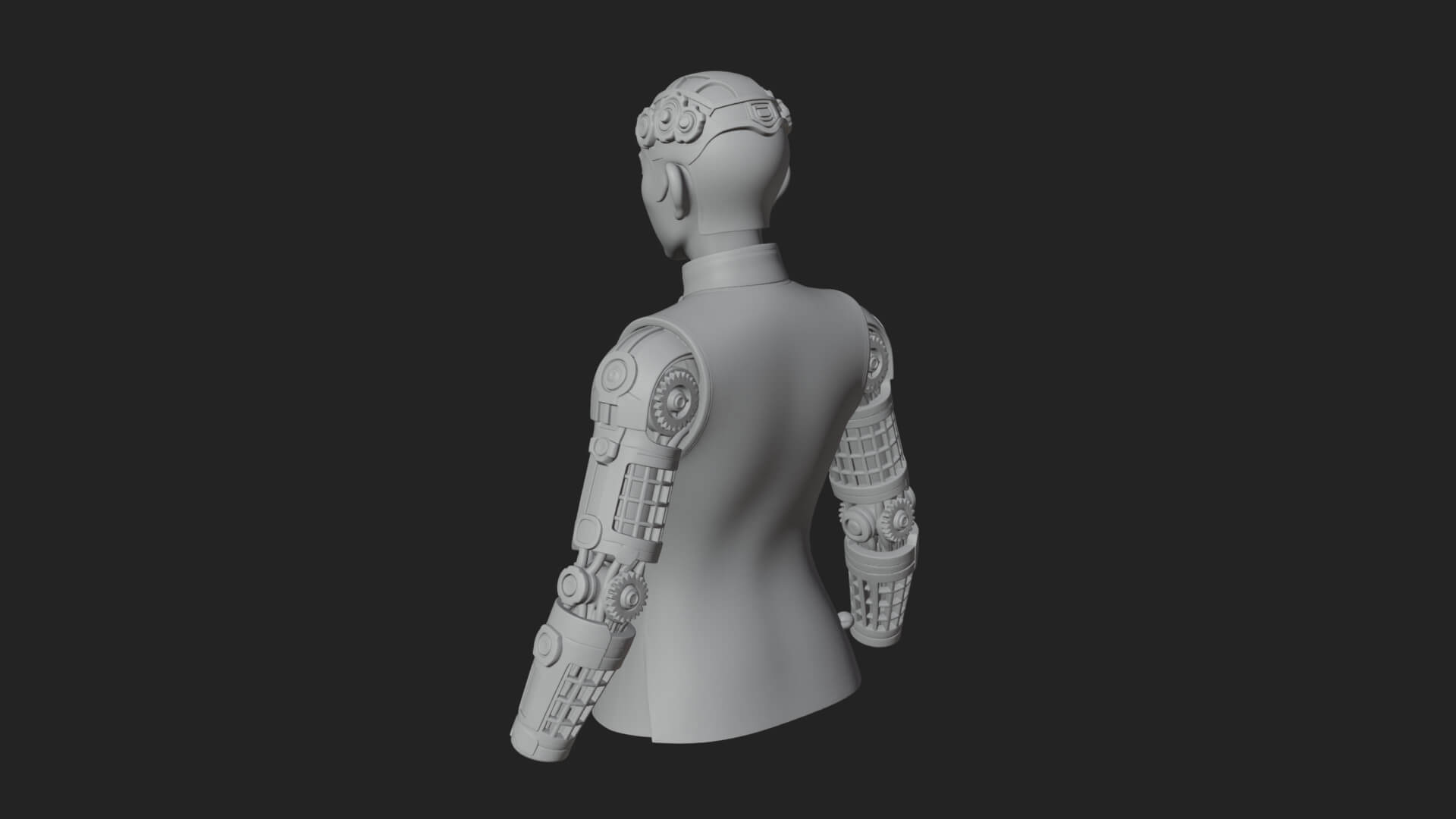 Steampunk Cyborg Man Bust Design 3 3D Print Model 3D Model