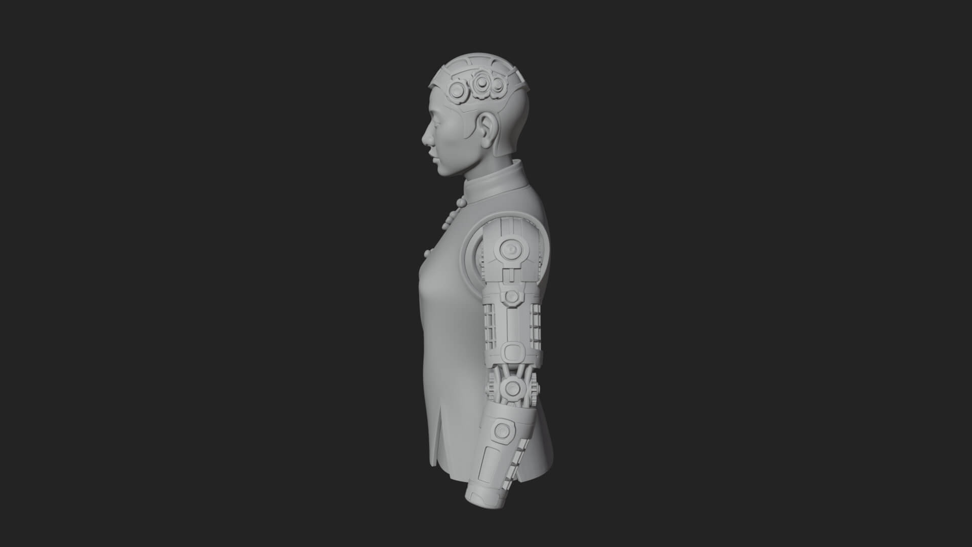 Steampunk Cyborg Man Bust Design 3 3D Print Model 3D Model