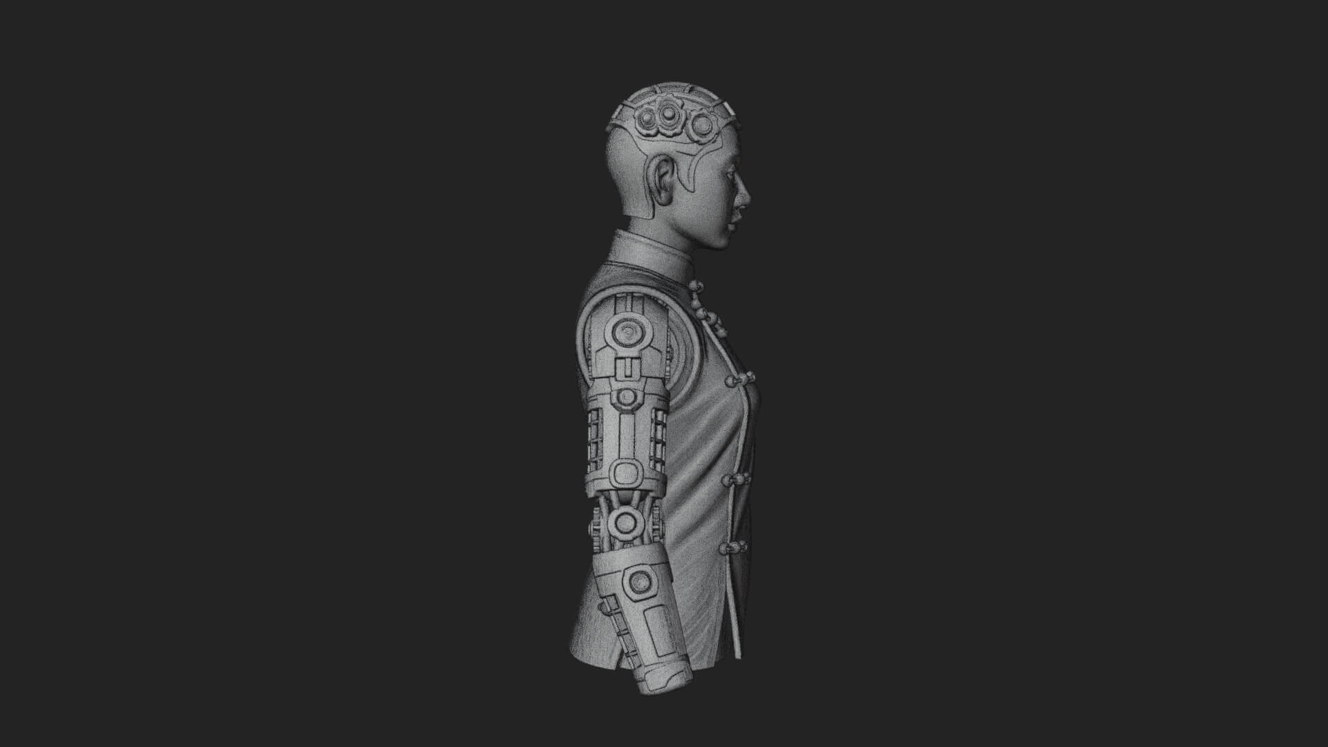 Steampunk Cyborg Man Bust Design 3 3D Print Model 3D Model
