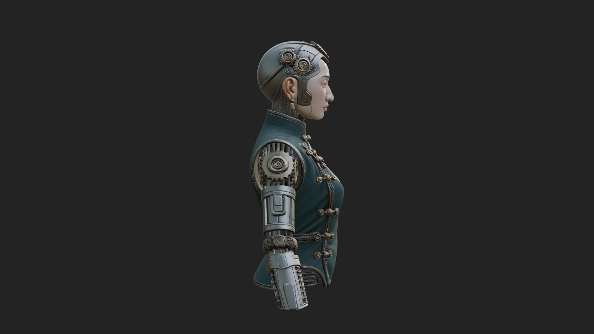 Steampunk Cyborg Man Bust Design 4 3D Print Model 3D Model