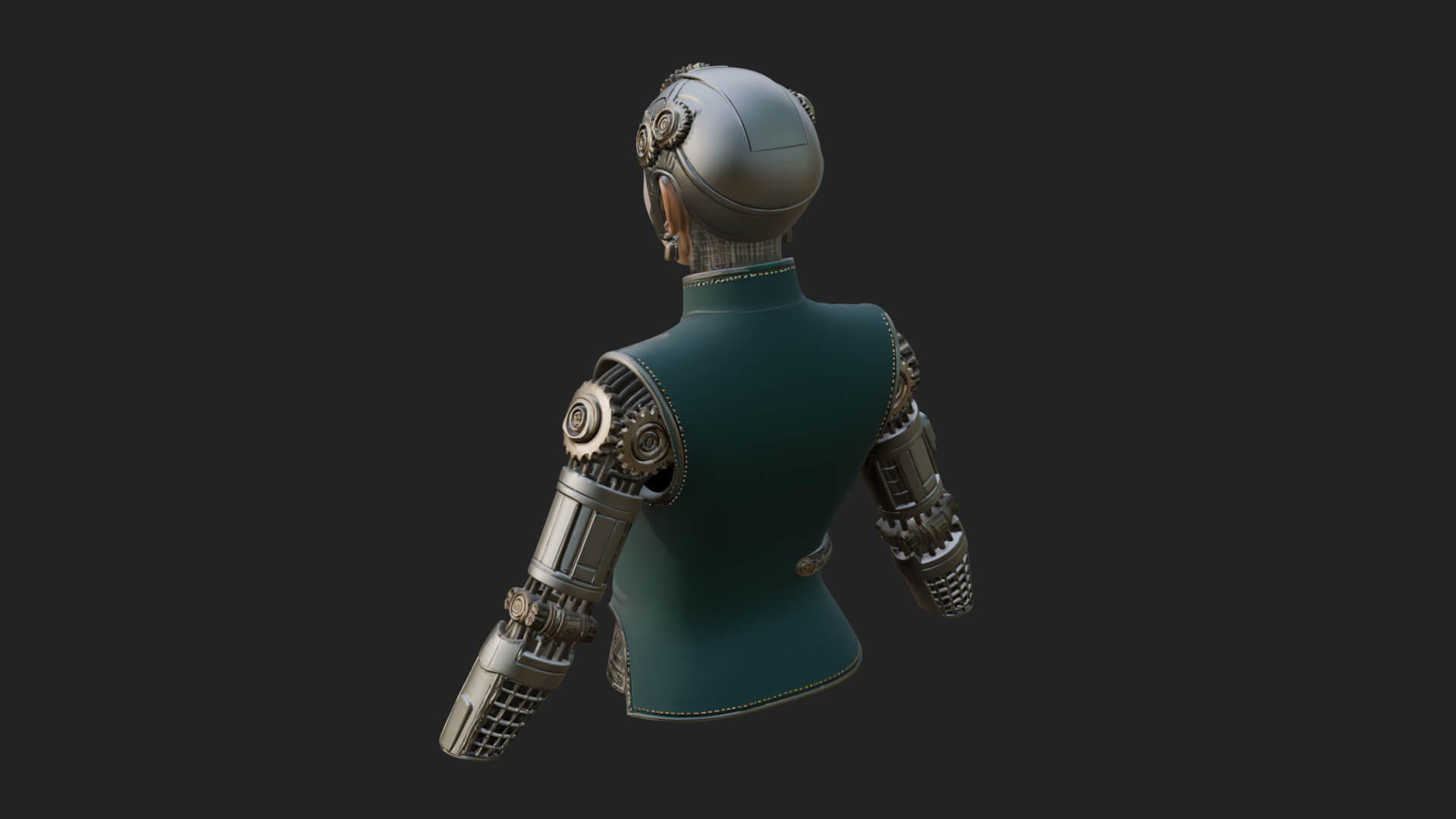 Steampunk Cyborg Man Bust Design 4 3D Print Model 3D Model