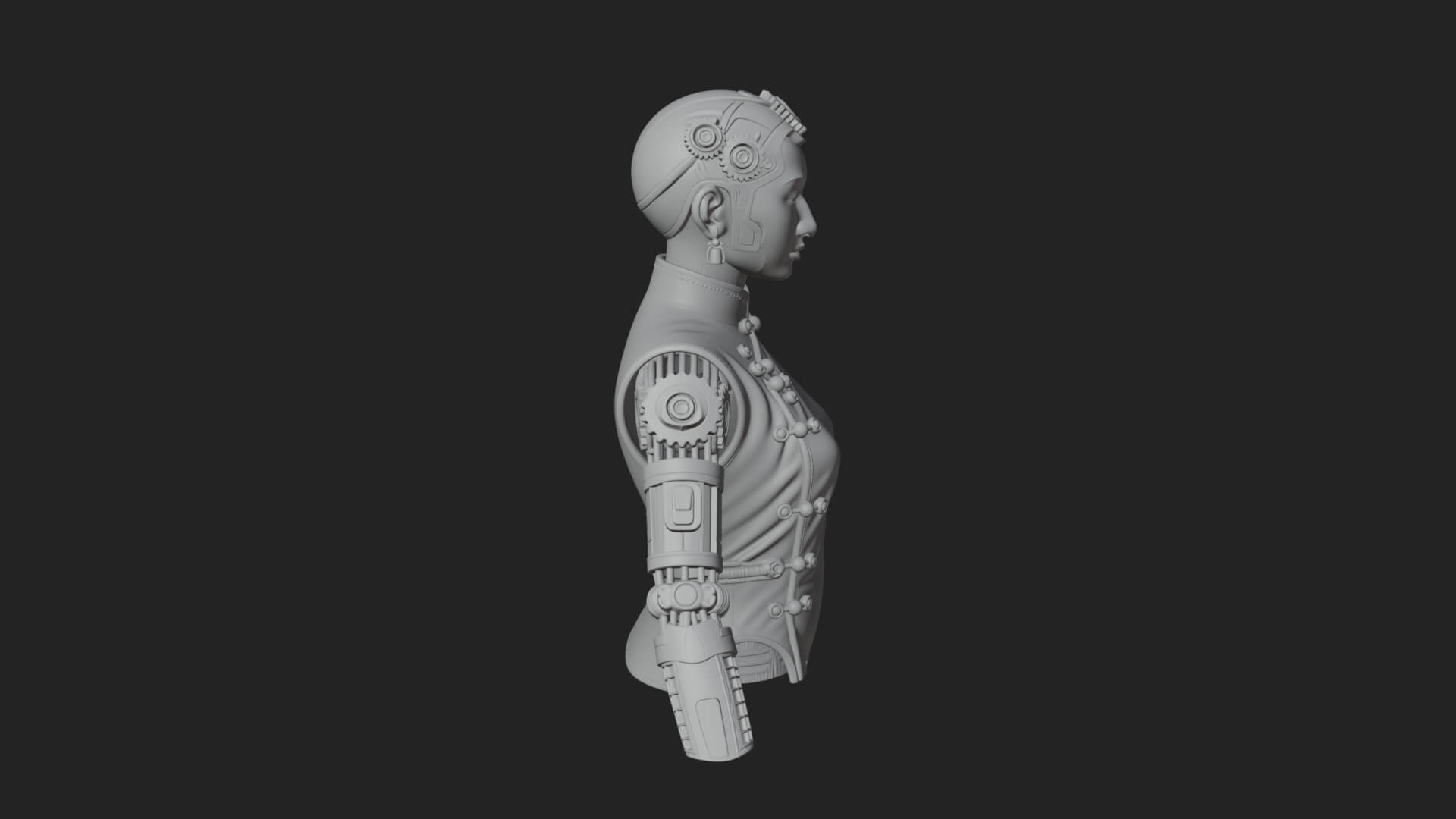 Steampunk Cyborg Man Bust Design 4 3D Print Model 3D Model