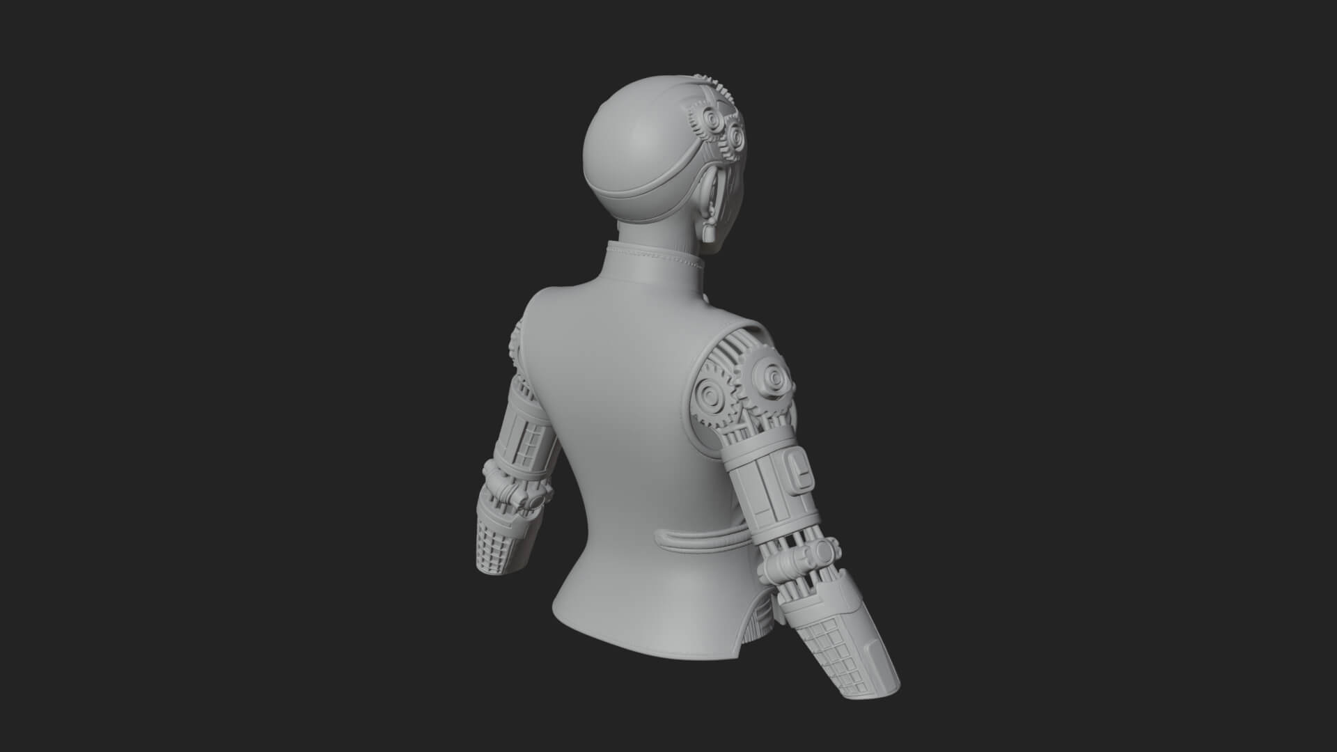 Steampunk Cyborg Man Bust Design 4 3D Print Model 3D Model