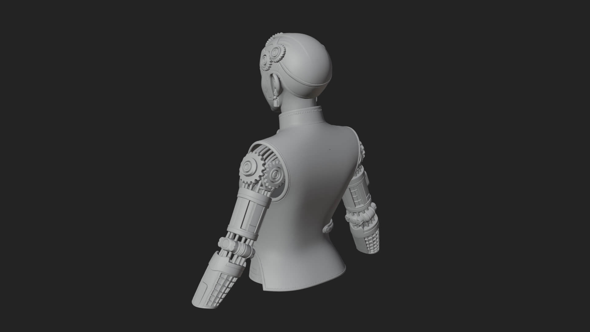 Steampunk Cyborg Man Bust Design 4 3D Print Model 3D Model