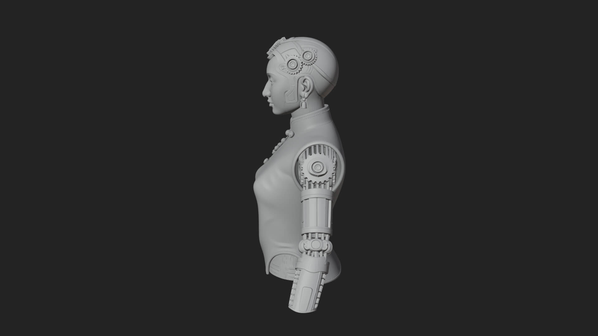 Steampunk Cyborg Man Bust Design 4 3D Print Model 3D Model