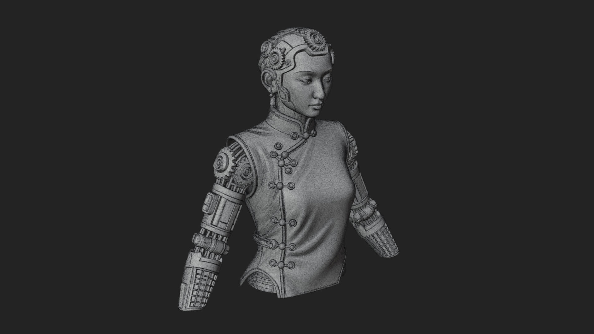 Steampunk Cyborg Man Bust Design 4 3D Print Model 3D Model