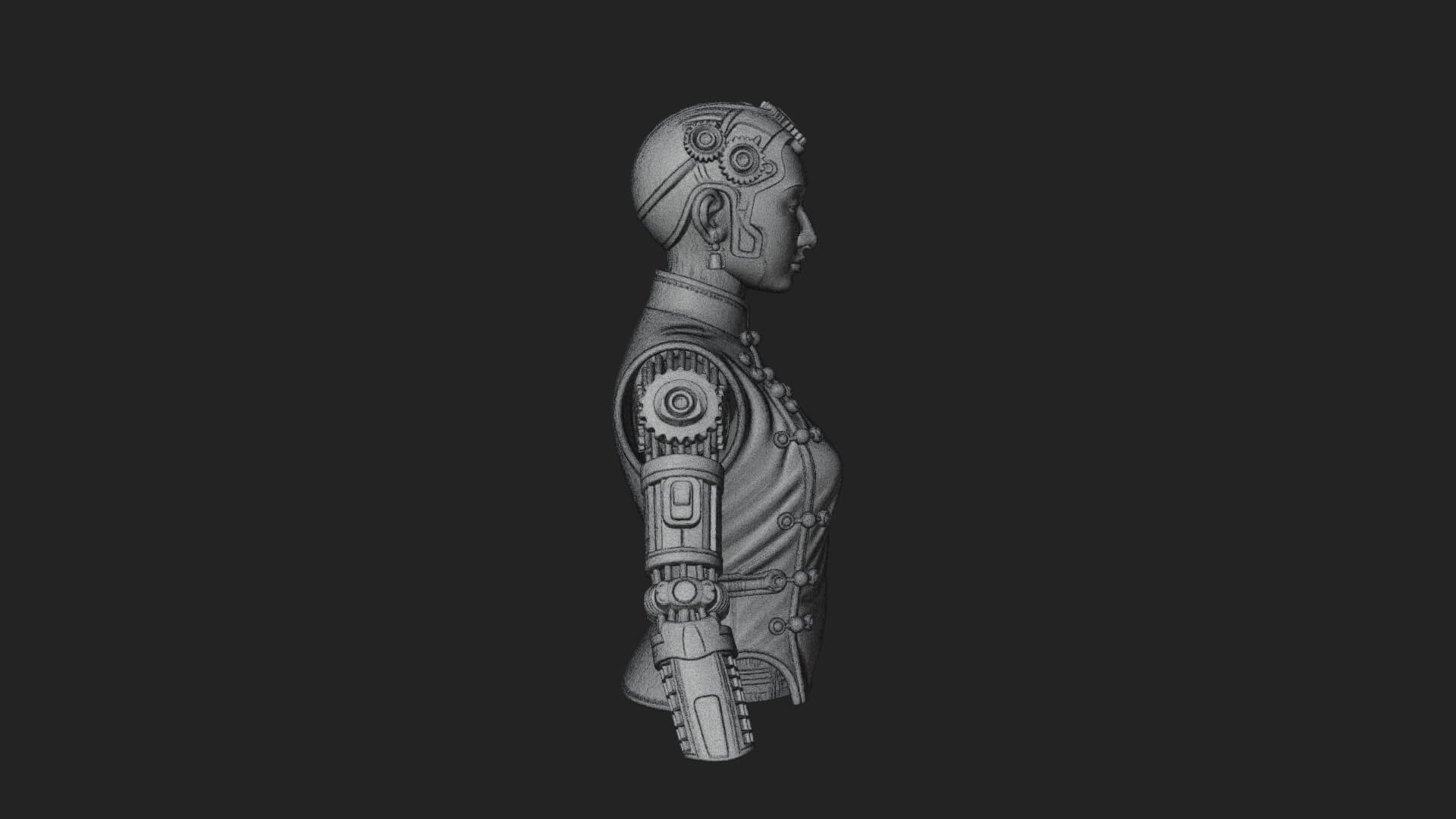Steampunk Cyborg Man Bust Design 4 3D Print Model 3D Model