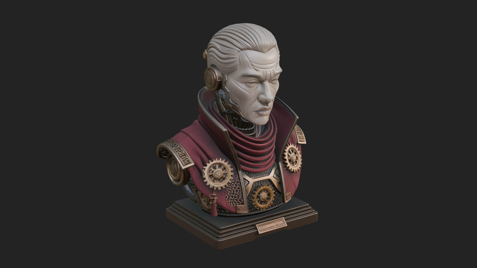 Steampunk Cyborg Man Bust Design 5 3D Print Model 3D Model