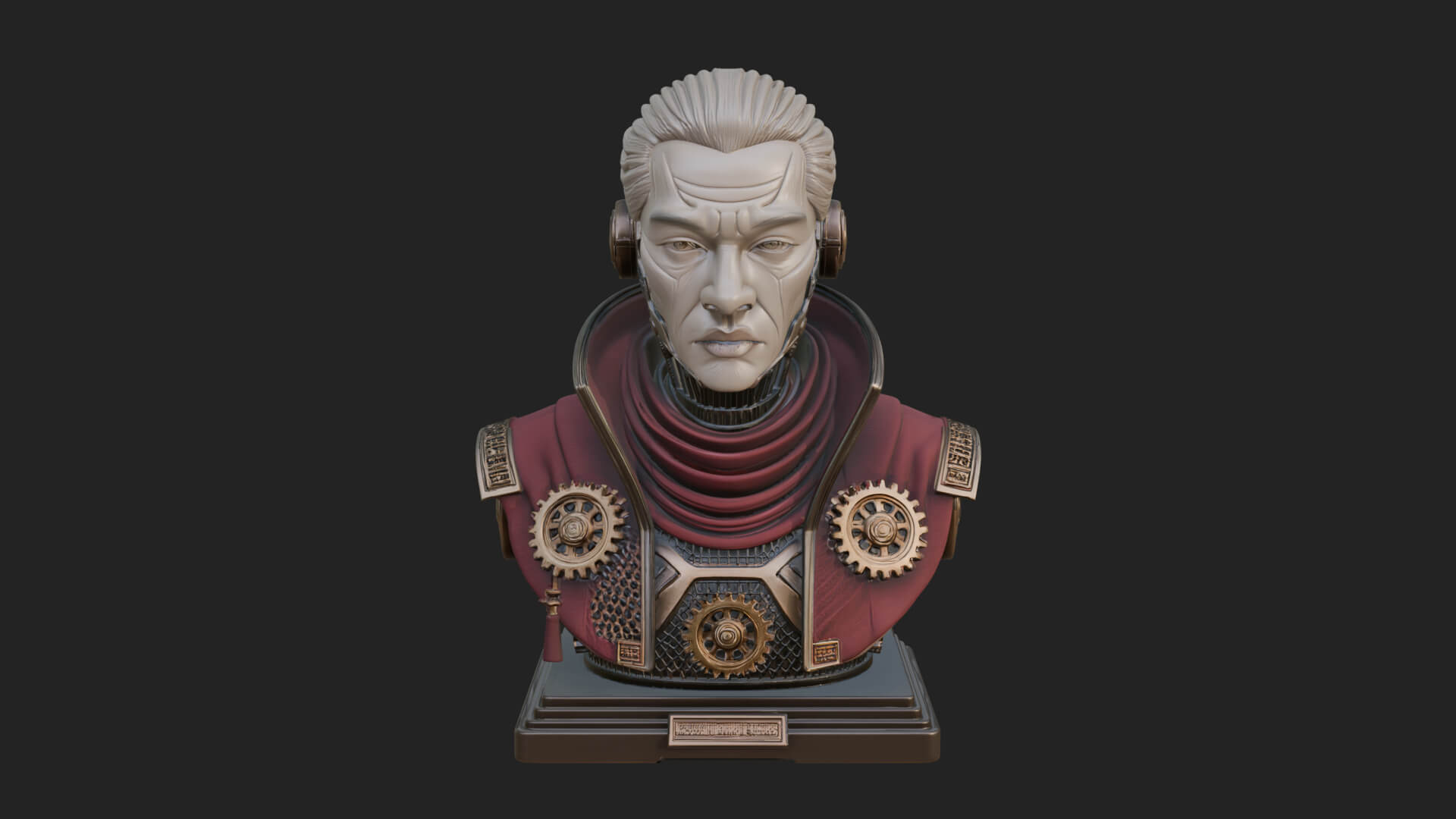 Steampunk Cyborg Man Bust Design 5 3D Print Model 3D Model
