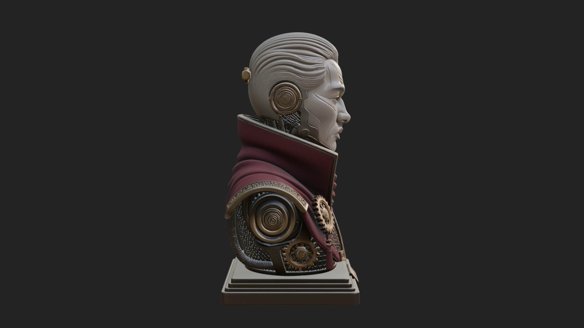 Steampunk Cyborg Man Bust Design 5 3D Print Model 3D Model