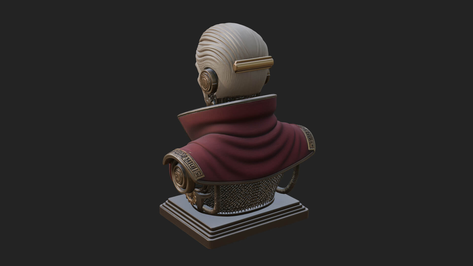Steampunk Cyborg Man Bust Design 5 3D Print Model 3D Model