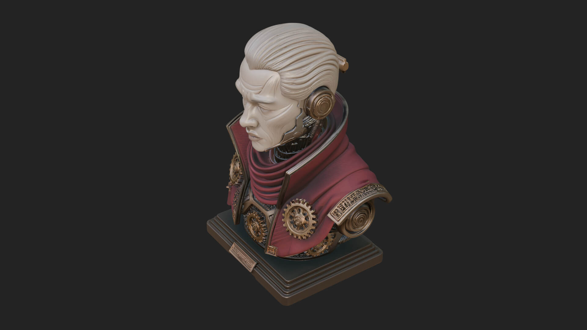 Steampunk Cyborg Man Bust Design 5 3D Print Model 3D Model