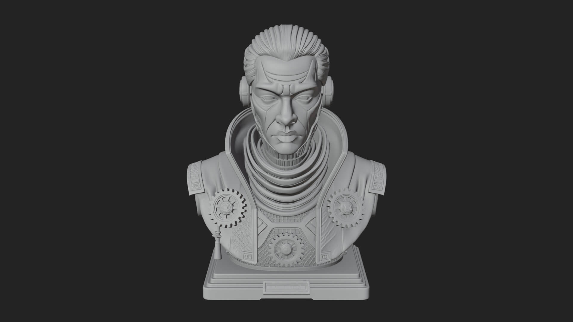 Steampunk Cyborg Man Bust Design 5 3D Print Model 3D Model