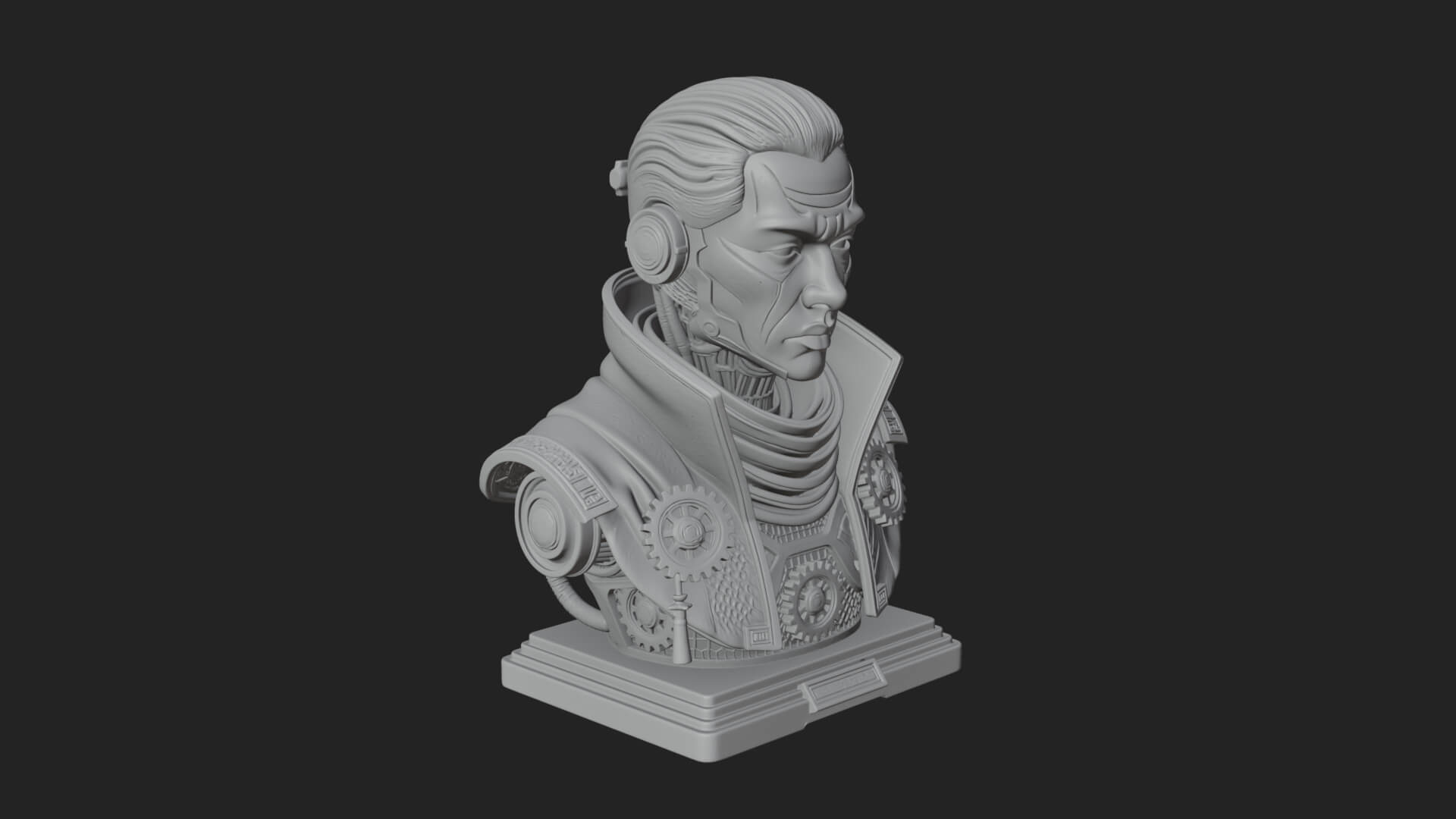 Steampunk Cyborg Man Bust Design 5 3D Print Model 3D Model