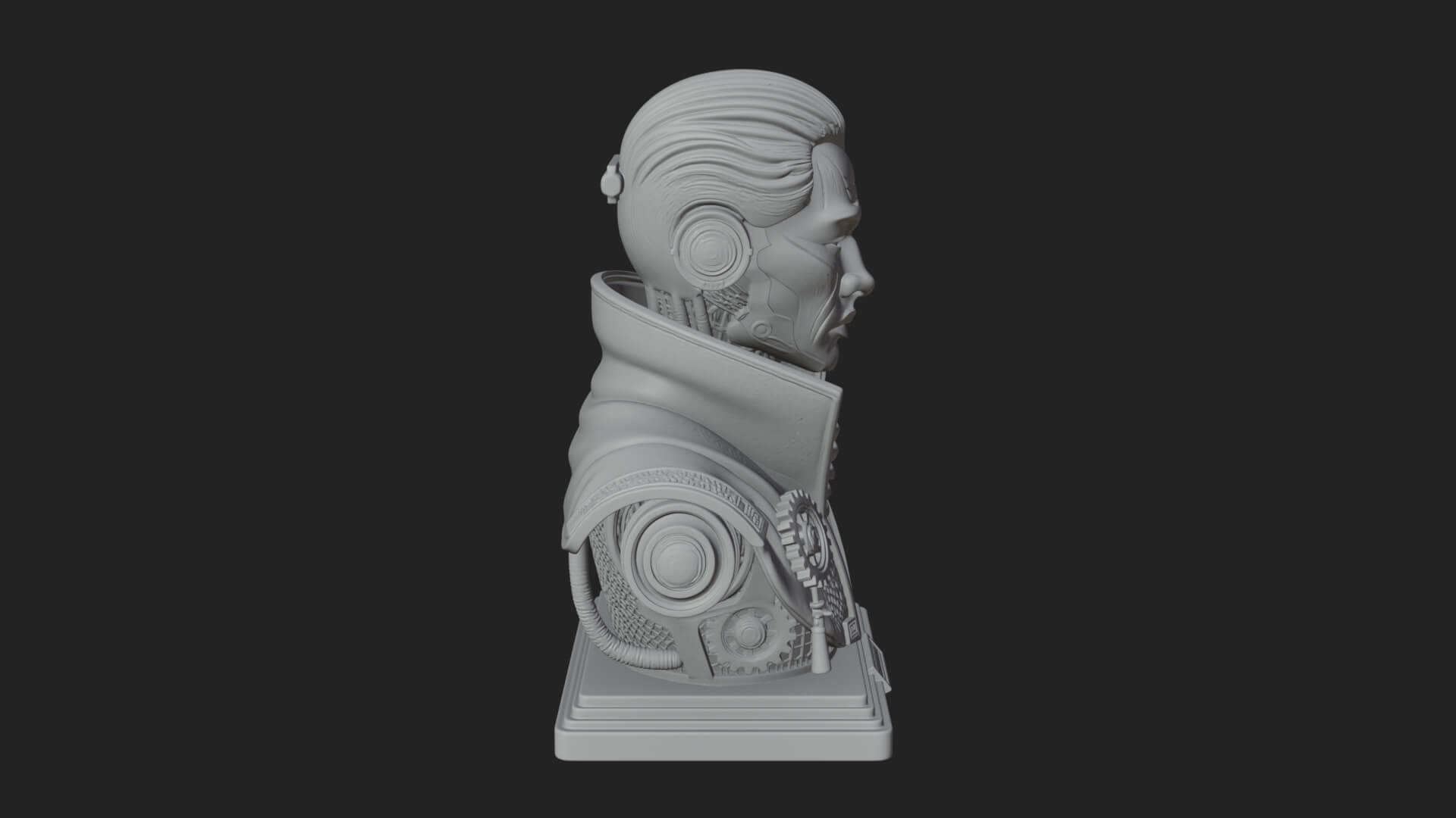 Steampunk Cyborg Man Bust Design 5 3D Print Model 3D Model