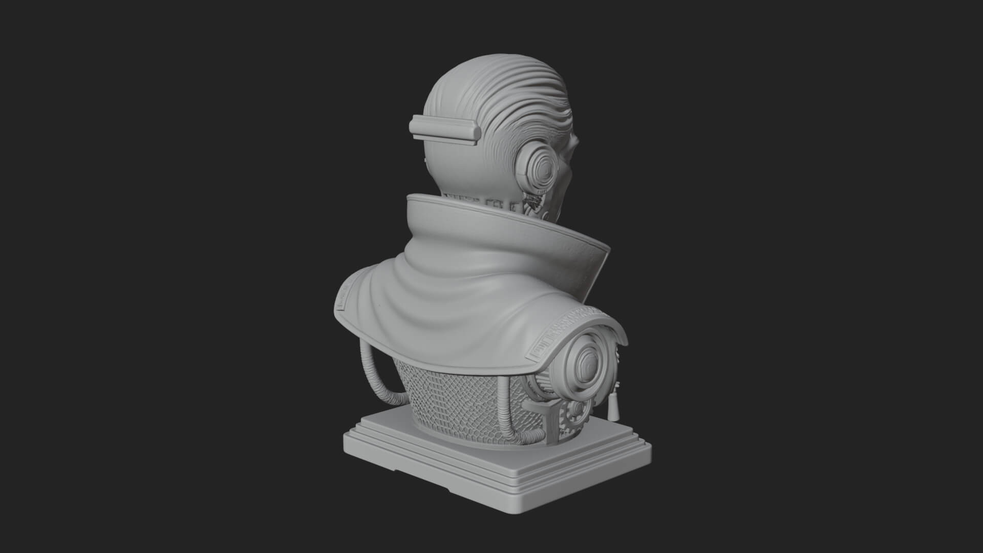 Steampunk Cyborg Man Bust Design 5 3D Print Model 3D Model