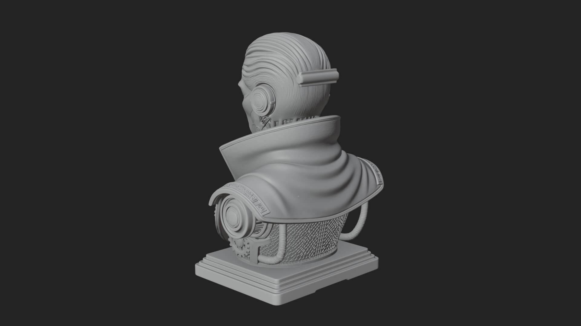 Steampunk Cyborg Man Bust Design 5 3D Print Model 3D Model