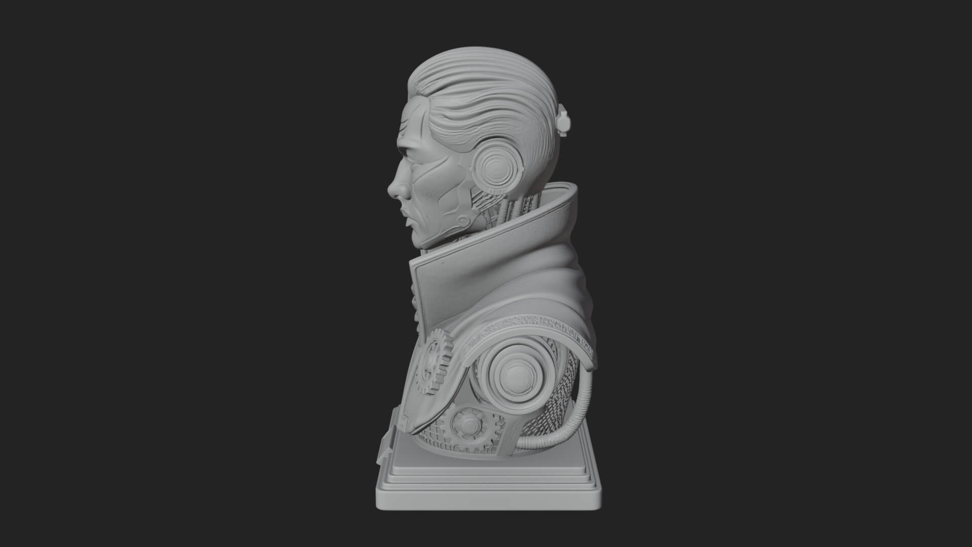 Steampunk Cyborg Man Bust Design 5 3D Print Model 3D Model