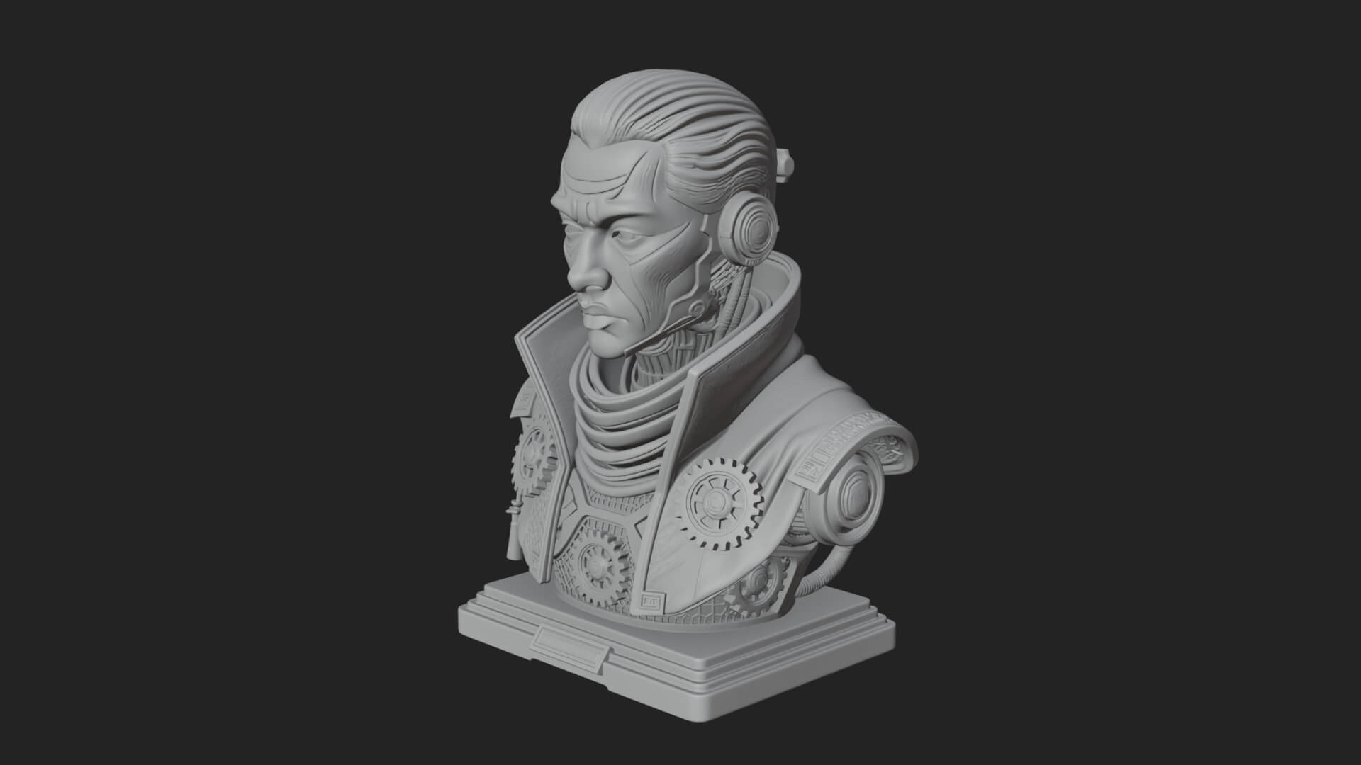 Steampunk Cyborg Man Bust Design 5 3D Print Model 3D Model