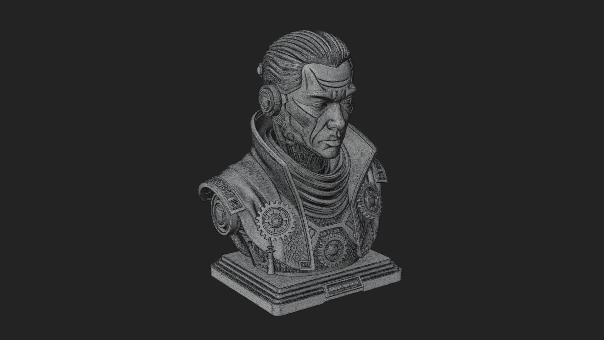 Steampunk Cyborg Man Bust Design 5 3D Print Model 3D Model
