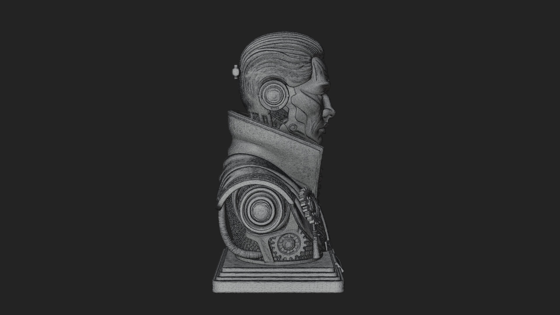 Steampunk Cyborg Man Bust Design 5 3D Print Model 3D Model