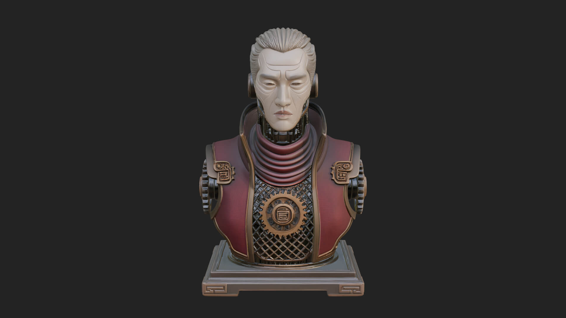 Steampunk Cyborg Man Bust Design 6 3D Print Model 3D Model