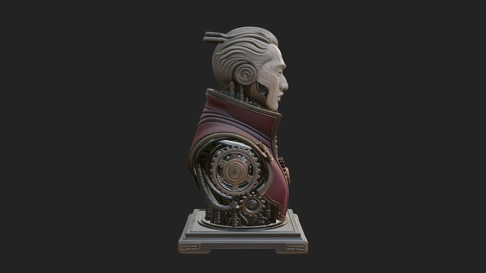 Steampunk Cyborg Man Bust Design 6 3D Print Model 3D Model