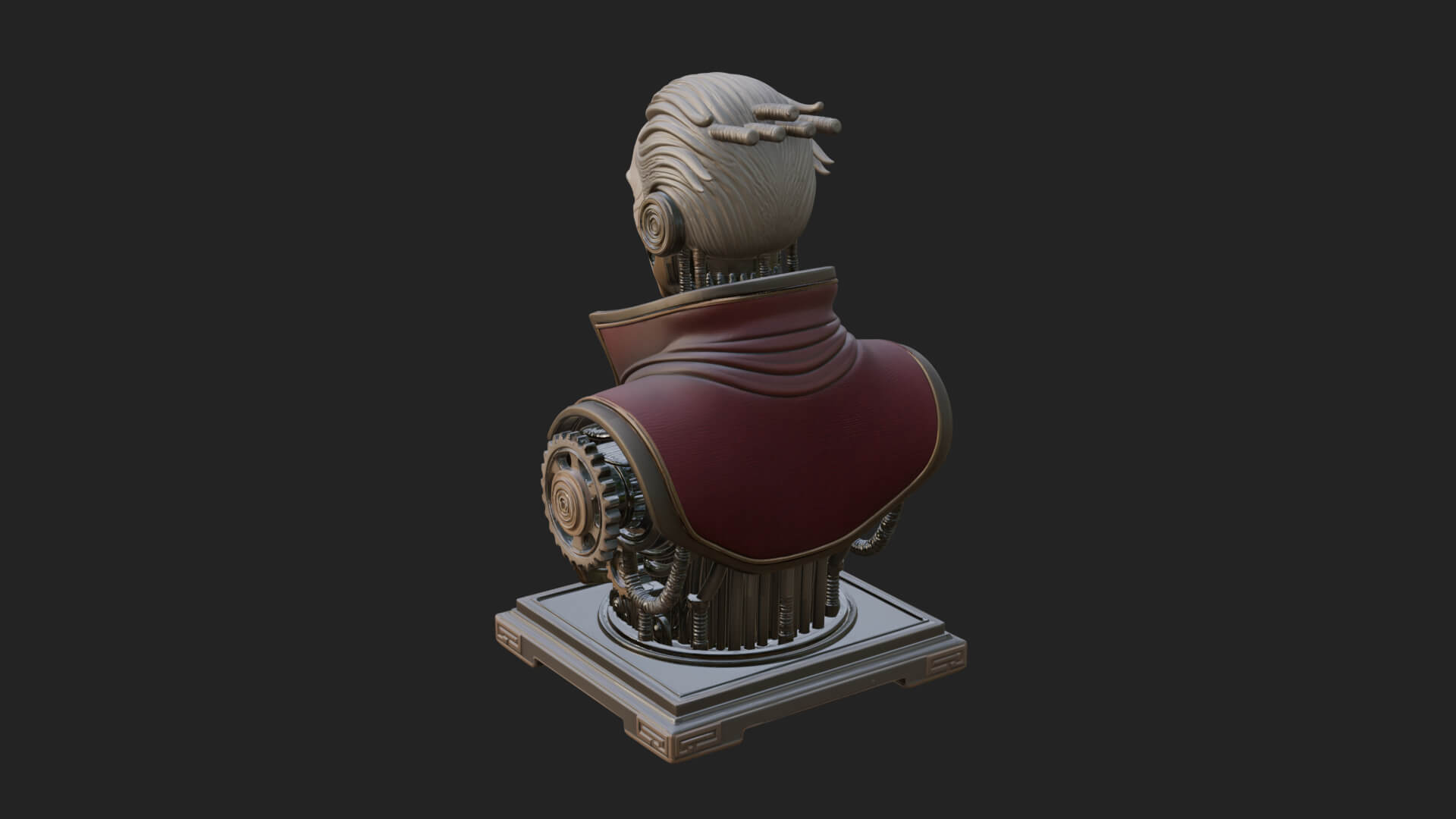 Steampunk Cyborg Man Bust Design 6 3D Print Model 3D Model