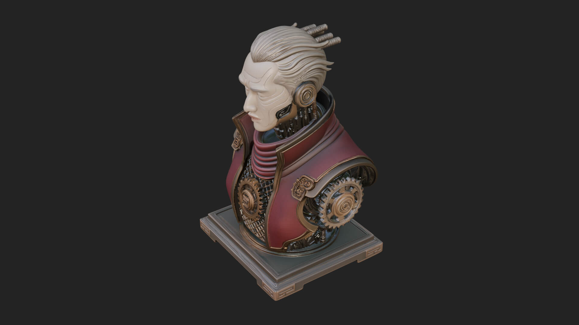 Steampunk Cyborg Man Bust Design 6 3D Print Model 3D Model