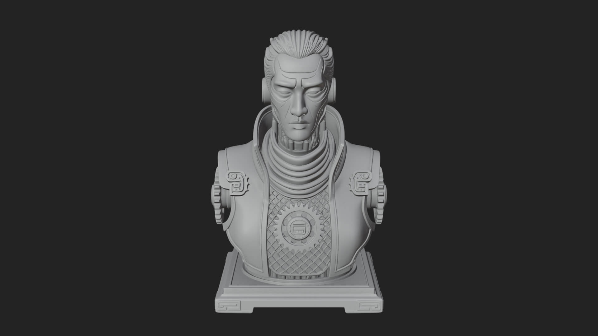 Steampunk Cyborg Man Bust Design 6 3D Print Model 3D Model