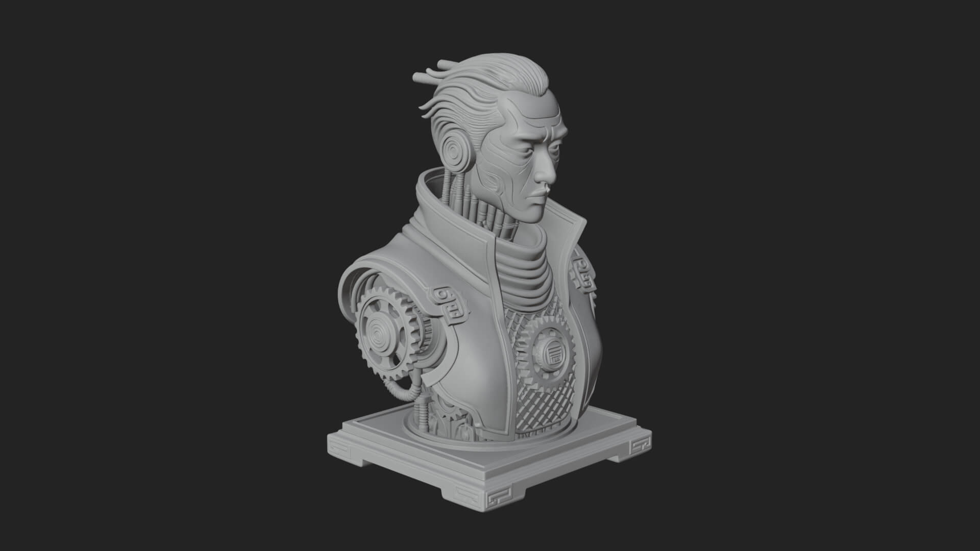 Steampunk Cyborg Man Bust Design 6 3D Print Model 3D Model