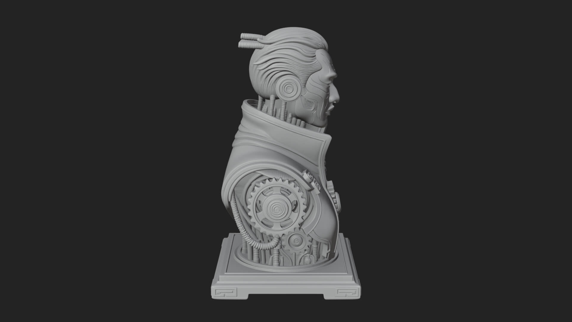 Steampunk Cyborg Man Bust Design 6 3D Print Model 3D Model