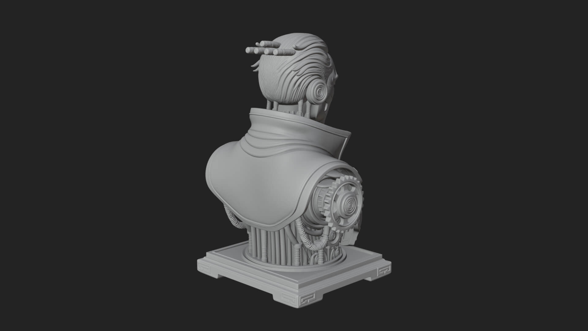 Steampunk Cyborg Man Bust Design 6 3D Print Model 3D Model