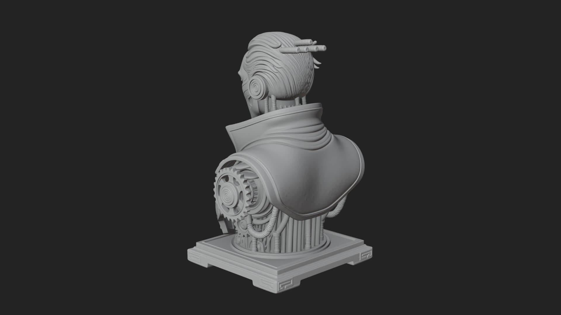 Steampunk Cyborg Man Bust Design 6 3D Print Model 3D Model