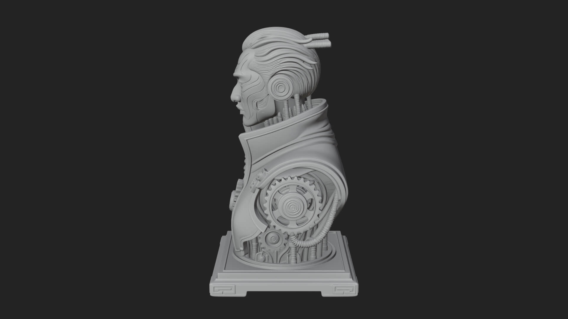 Steampunk Cyborg Man Bust Design 6 3D Print Model 3D Model