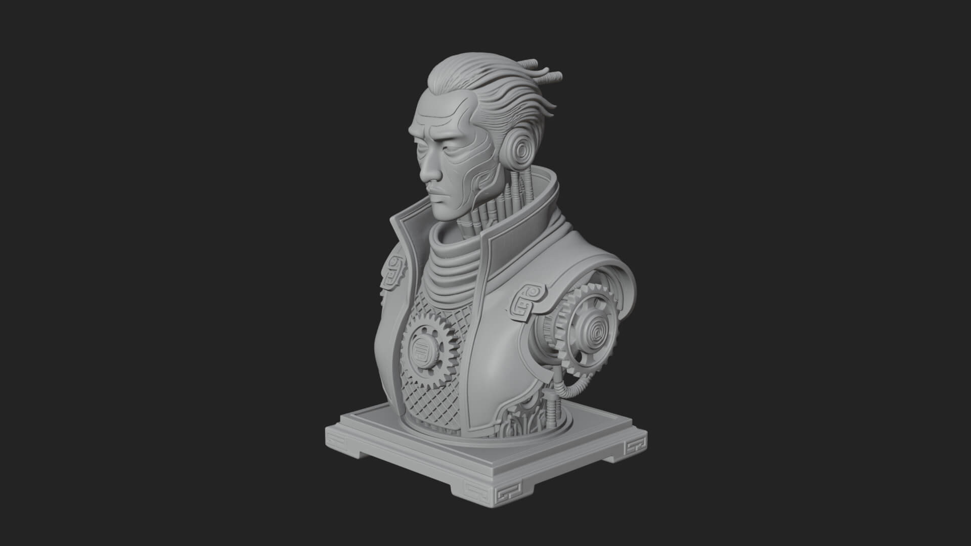 Steampunk Cyborg Man Bust Design 6 3D Print Model 3D Model