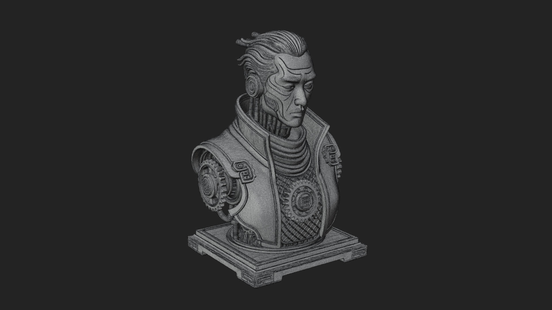 Steampunk Cyborg Man Bust Design 6 3D Print Model 3D Model