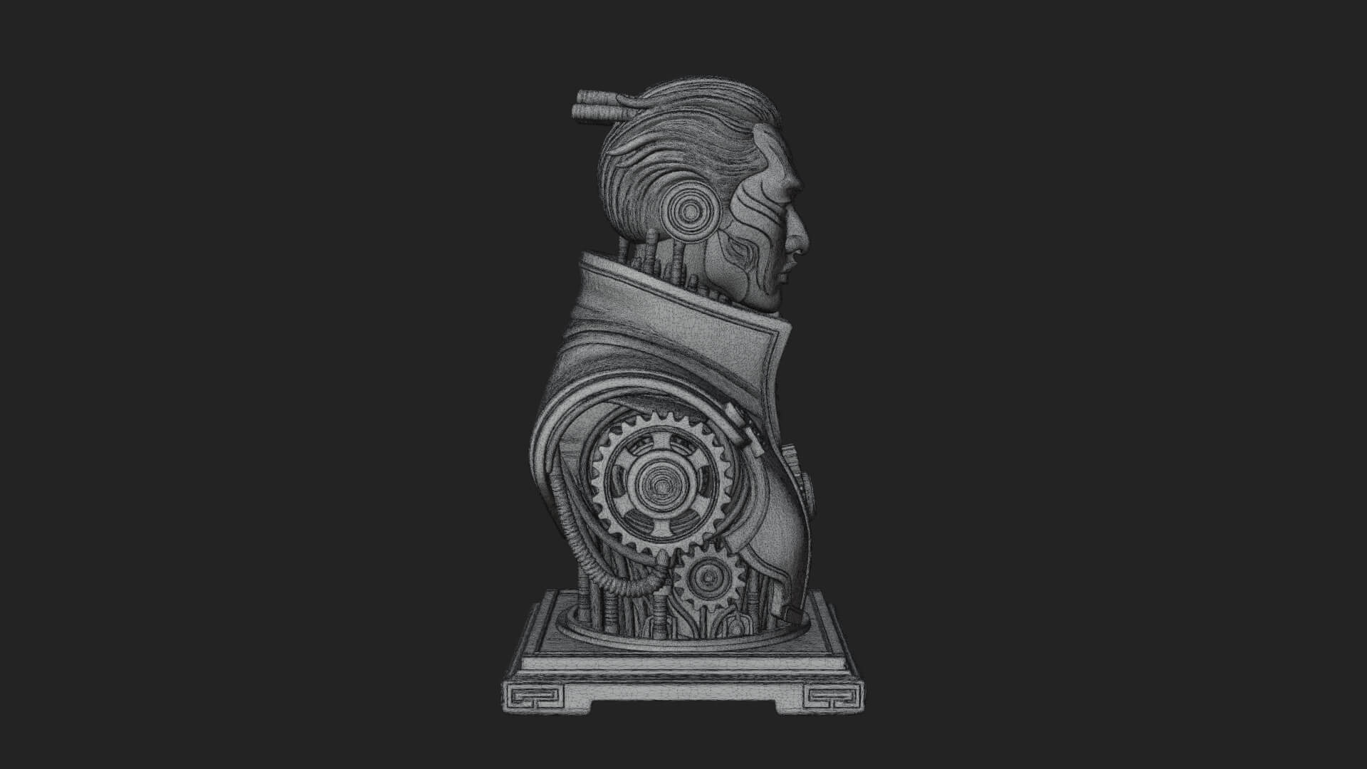 Steampunk Cyborg Man Bust Design 6 3D Print Model 3D Model